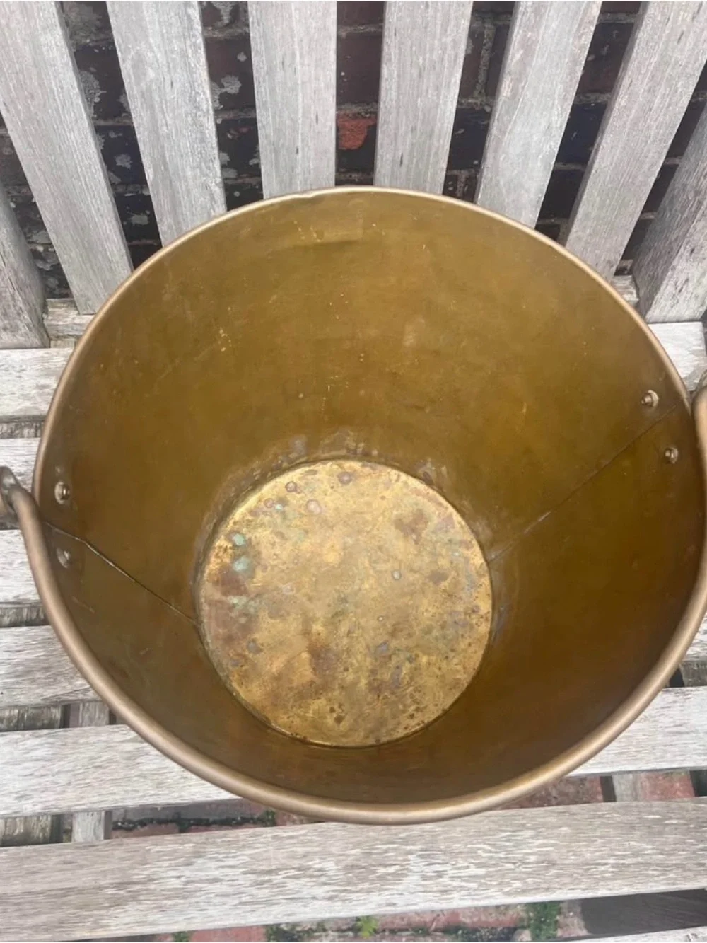Vintage Solid Brass Pale Coal Bucket Pail  Swinging Handle